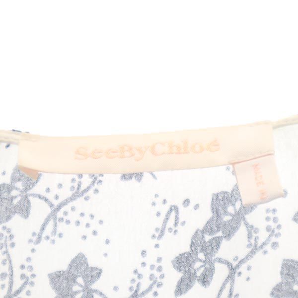 SEE BY CHLOE シーバイクロエ 総柄 長袖 シースルー ワンピース 34 ホワイト系 レディース