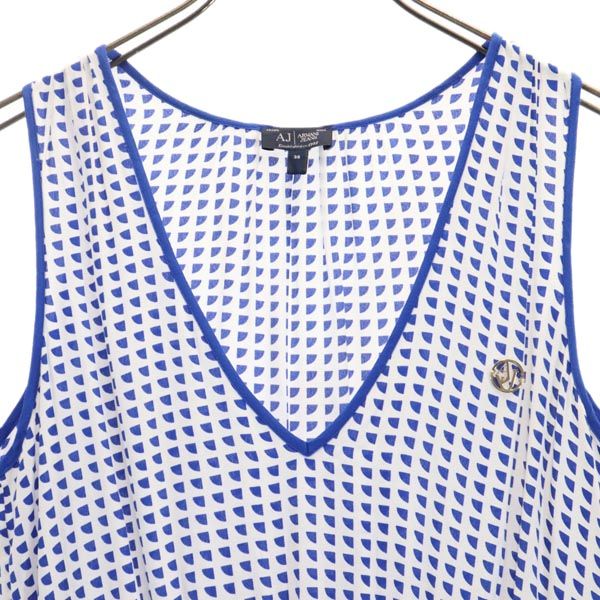 ARMANI JEANS アルマーニジーンズ 総柄 ノースリーブ ワンピース 36 ブルー系 レディース