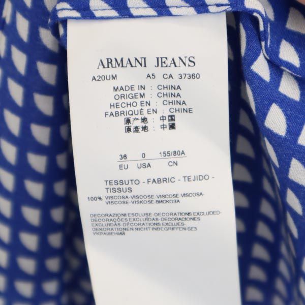 ARMANI JEANS アルマーニジーンズ 総柄 ノースリーブ ワンピース 36 ブルー系 レディース