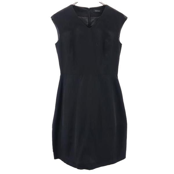 BARNEYS NEW YORK バーニーズ ニューヨーク 日本製 ノースリーブ ワンピース 38 ブラック レディース