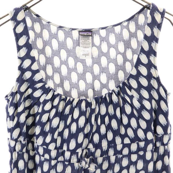 patagonia パタゴニア アウトドア ノースリーブ ワンピース 0 紺×白 レディース