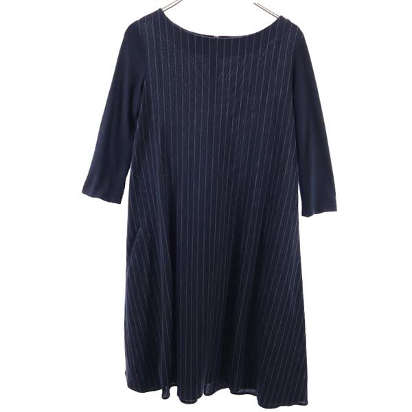 Yohji Yamamoto ヨウジヤマモト 7分袖 ワンピース ネイビー レディース