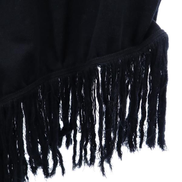 sacai luck サカイラック 総柄 半袖 ニットポンチョ ワンピース 黒×茶×青 ニーレングスドレス レディース