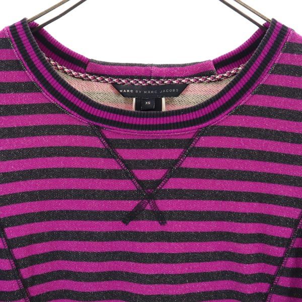 MARC BY MARC JACOBS マークバイマークジェイコブス ボーダー 長袖 スウェット ワンピース XS パープル系 レディース