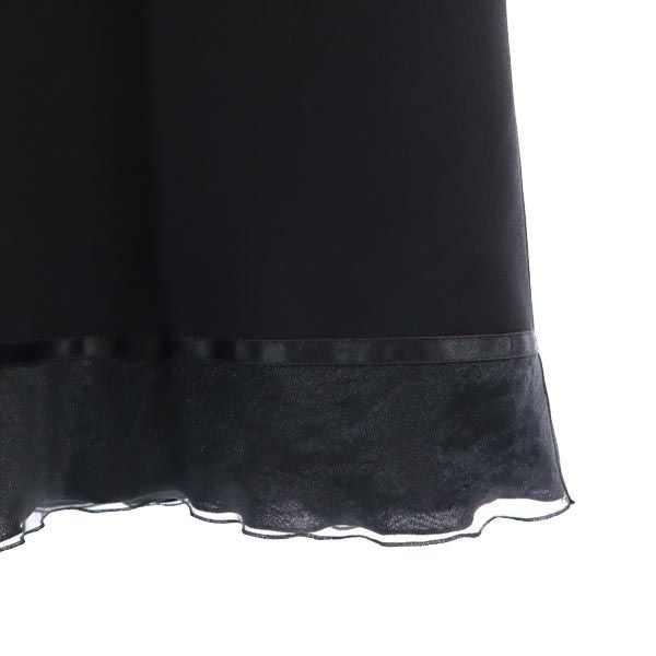 ランバン 日本製 フレンチスリーブ フレア ワンピース 38 ブラック LANVIN レディース