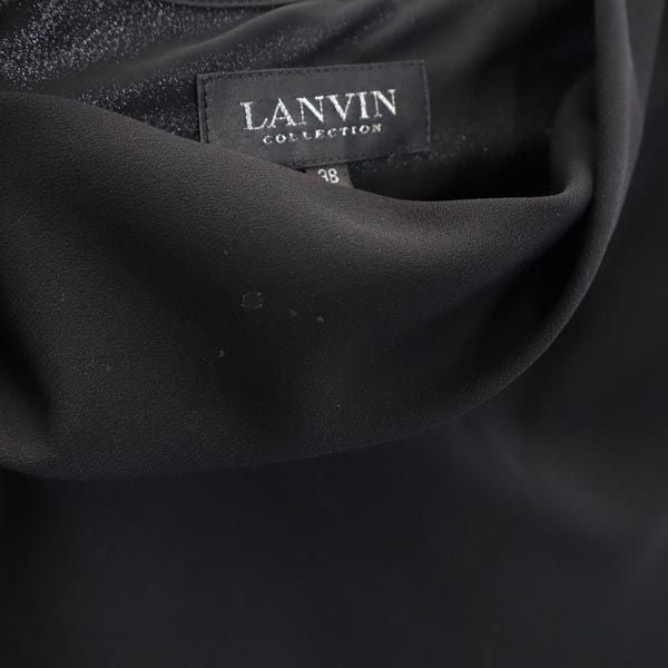 ランバン 日本製 フレンチスリーブ フレア ワンピース 38 ブラック LANVIN レディース