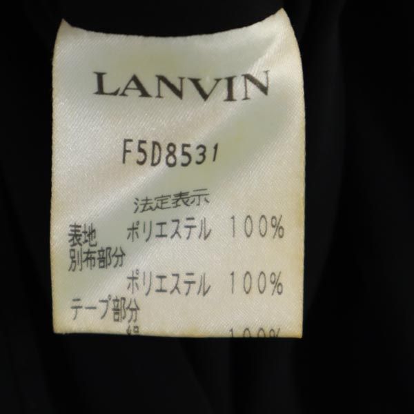 ランバン 日本製 フレンチスリーブ フレア ワンピース 38 ブラック LANVIN レディース