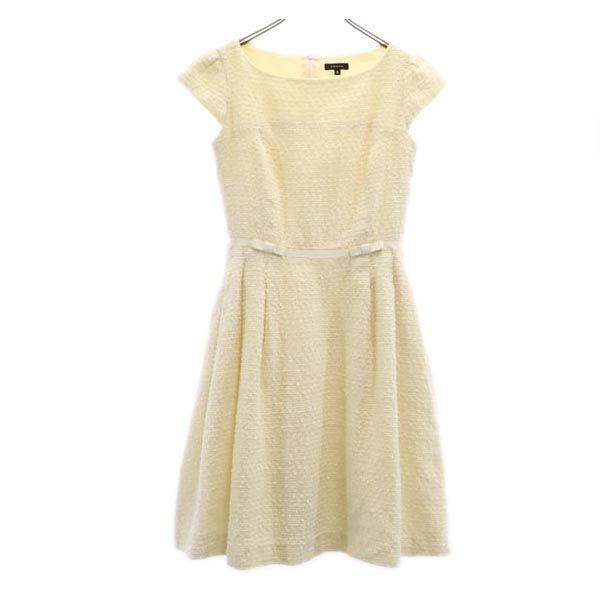 TOCCA トッカ 日本製 ウールブレンド ショートスリーブ 半袖 フレンチスリーブ ワンピース 4 アイボリー バックジップ レディース