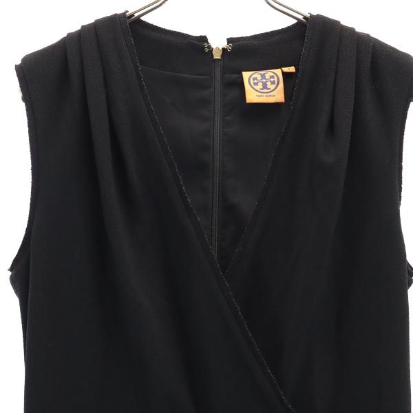 Tory Burch トリーバーチ フリルデザイン ノースリーブ フリルデザイン ワンピース 4 ブラック バックジップ レディース