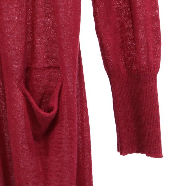 LOVEMOSCHINO ラブモスキーノ 長袖 ニット ロング カーディガン USA6 レッド系 ベルトループ付き レディース