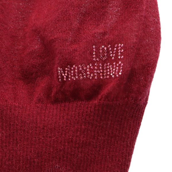 LOVEMOSCHINO ラブモスキーノ 長袖 ニット ロング カーディガン USA6 レッド系 ベルトループ付き レディース