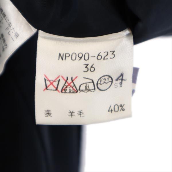 YVES SAINT LAURENT イヴサンローラン 三陽商会 ウールブレンド 半袖 ワンピース 36 ネイビー系 バックジップ レディース