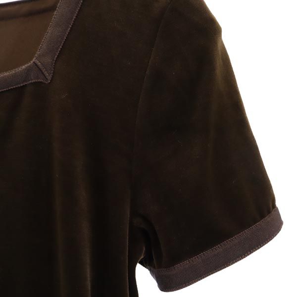 FOXEY RABBITS フォクシーラビッツ 日本製 半袖 ベロア調 ワンピース 40 ブラウン レディース