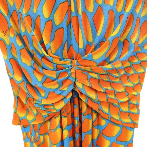 Jssa LONDON ジェッサロンドン 総柄 7分袖 ワンピース UK6 オレンジ系 レディース