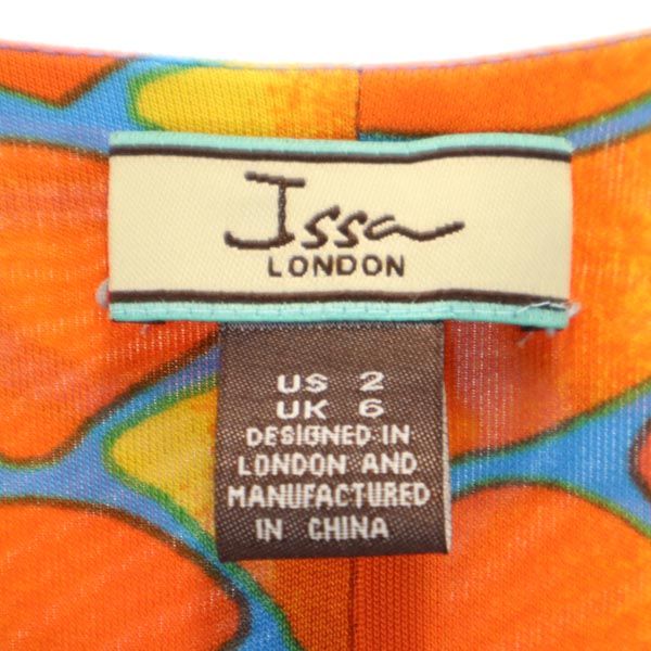 Jssa LONDON ジェッサロンドン 総柄 7分袖 ワンピース UK6 オレンジ系 レディース
