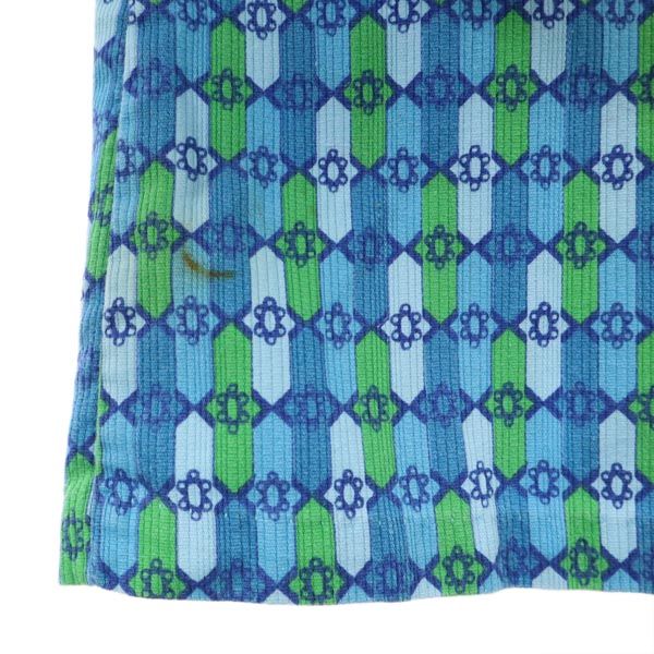 PERMANENT PRESS パーマネントプレス ヴィンテージ 総柄 長袖 シャツ ワンピース 14 ブルー×グリーン レディース