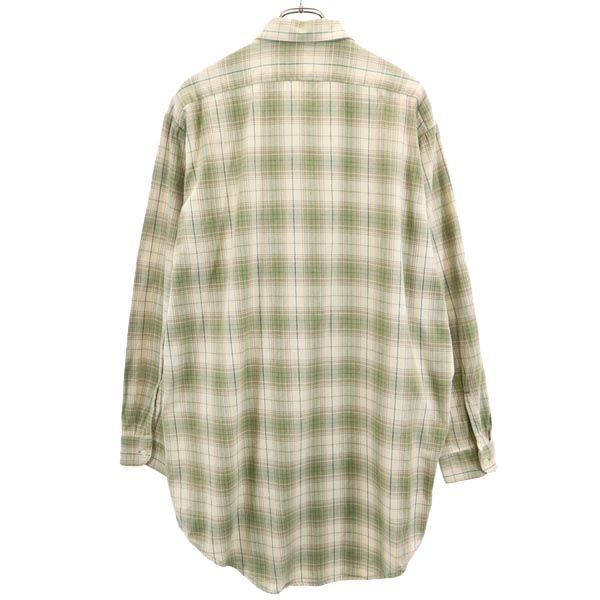 グランパシャツ チェック柄 長袖 シャツ ワンピース ベージュ×茶×緑 レディース