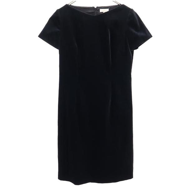BALENCIAGA バレンシアガ 日本製 半袖 ベロア調 ワンピース 40 ブラック レディース