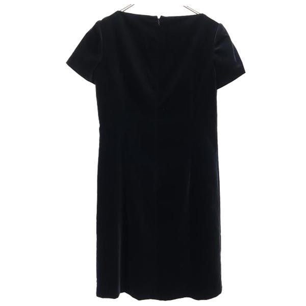 BALENCIAGA バレンシアガ 日本製 半袖 ベロア調 ワンピース 40 ブラック レディース