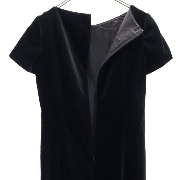BALENCIAGA バレンシアガ 日本製 半袖 ベロア調 ワンピース 40 ブラック レディース