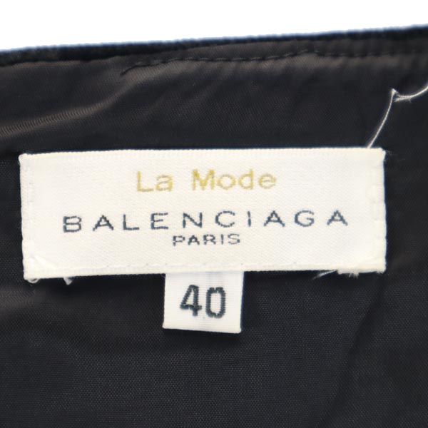 BALENCIAGA バレンシアガ 日本製 半袖 ベロア調 ワンピース 40 ブラック レディース