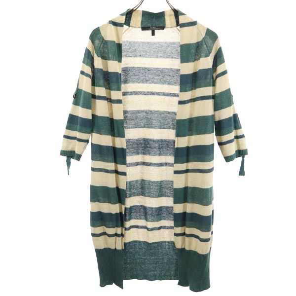 MAX MARA マックスマーラ 5分袖 ニット カーディガン S グリーン×ベージュ レディース