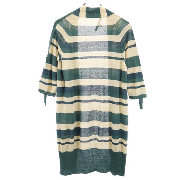 MAX MARA マックスマーラ 5分袖 ニット カーディガン S グリーン×ベージュ レディース