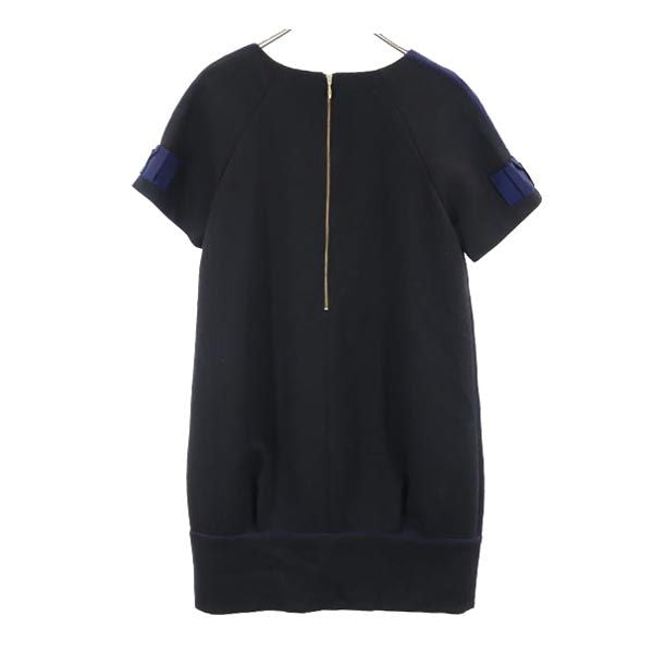LANVIN ランバン 日本製 半袖 ワンピース 38 ネイビー レディース