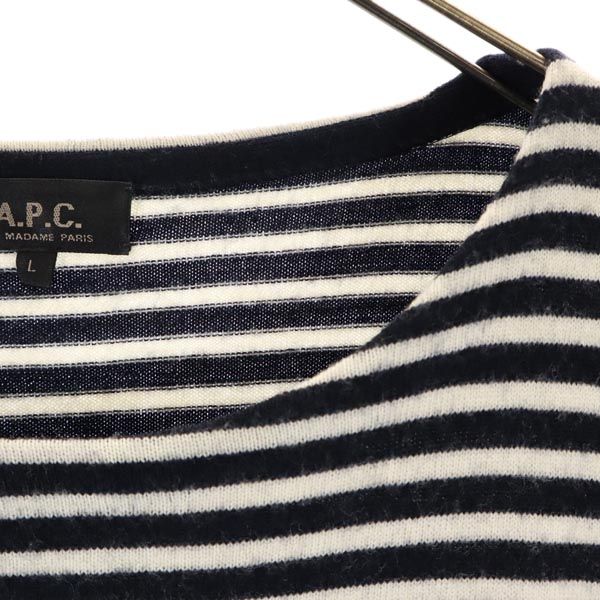 A.P.C. アーペーセー 長袖 ワンピース L 白×黒 レディース
