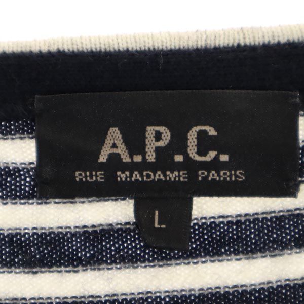 A.P.C. アーペーセー 長袖 ワンピース L 白×黒 レディース