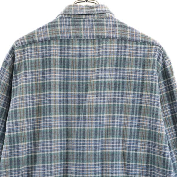 VINTAGE ヴィンテージ 70s グランパシャツ ユーロワーク チェック柄 長袖 ハーフボタン シャツ ブルー系 メンズ