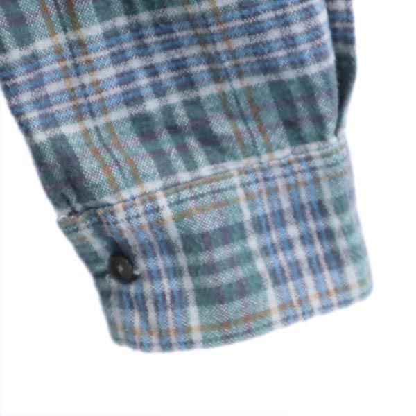 VINTAGE ヴィンテージ 70s グランパシャツ ユーロワーク チェック柄 長袖 ハーフボタン シャツ ブルー系 メンズ