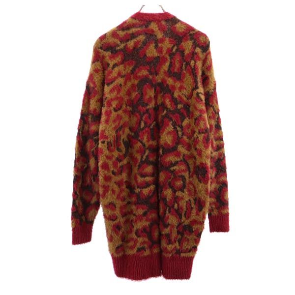 HUF ハフ 総柄 長袖 シャギー ロング カーディガン S レッド系 レディース