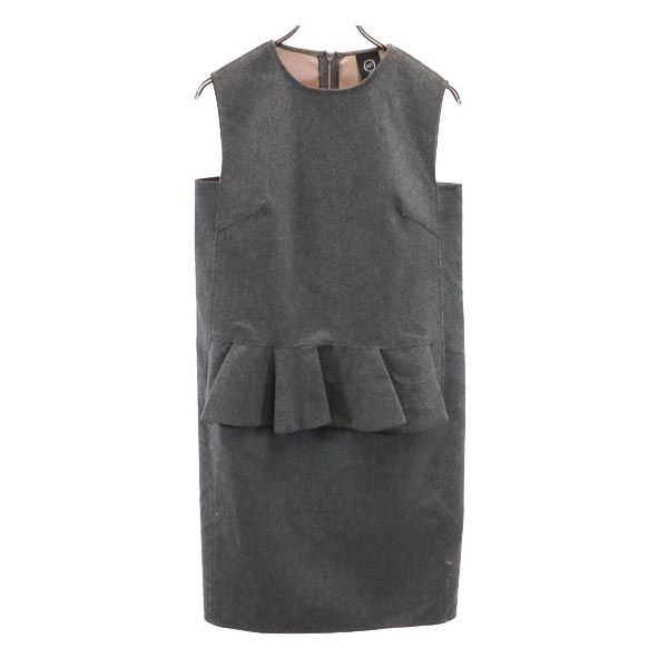 Alexander McQueen アレキサンダーマックイーン ウールブレンド ノースリーブ ワンピース 38 グレー バックジップ レディース