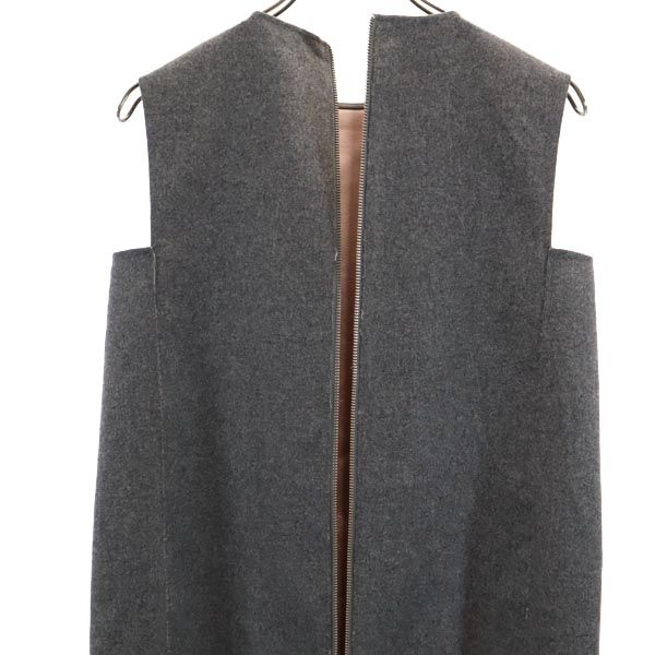 Alexander McQueen アレキサンダーマックイーン ウールブレンド ノースリーブ ワンピース 38 グレー バックジップ レディース