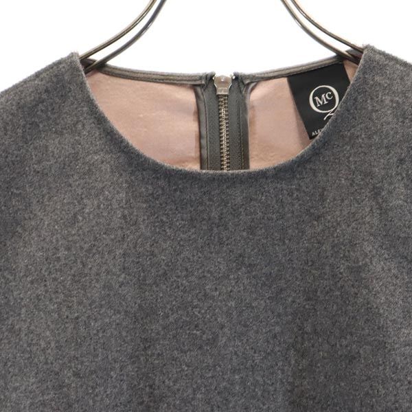 Alexander McQueen アレキサンダーマックイーン ウールブレンド ノースリーブ ワンピース 38 グレー バックジップ レディース