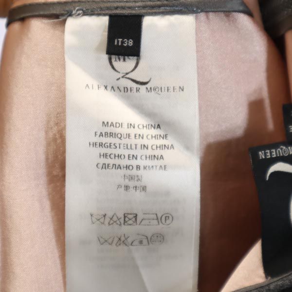 Alexander McQueen アレキサンダーマックイーン ウールブレンド ノースリーブ ワンピース 38 グレー バックジップ レディース