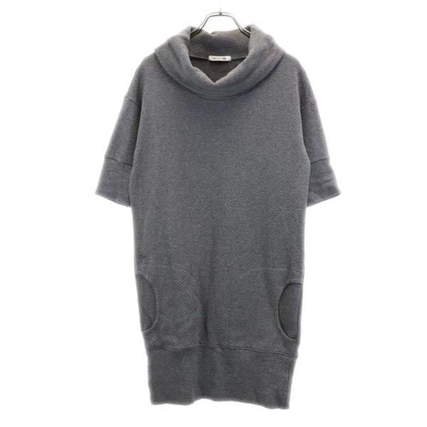 LACOSTE ラコステ 5分袖 タートルネック ワンピース 36 グレー レディース