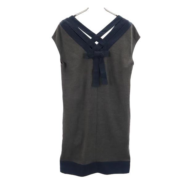 SEE BY CHLOE シーバイクロエ 半袖 ワンピース 38 グレー バックリボン レディース