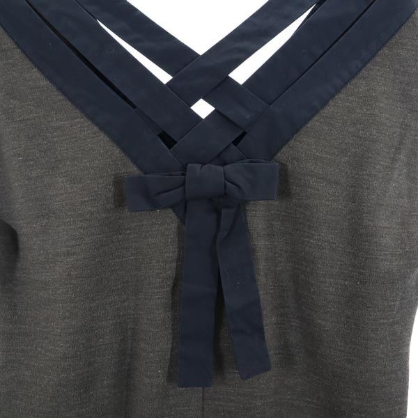 SEE BY CHLOE シーバイクロエ 半袖 ワンピース 38 グレー バックリボン レディース