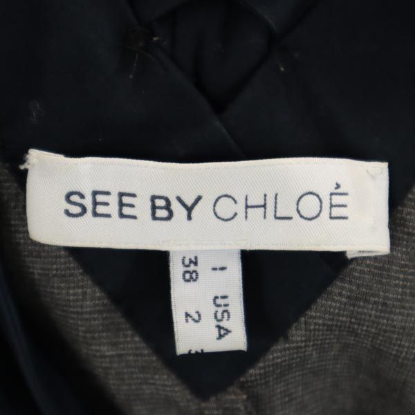 SEE BY CHLOE シーバイクロエ 半袖 ワンピース 38 グレー バックリボン レディース