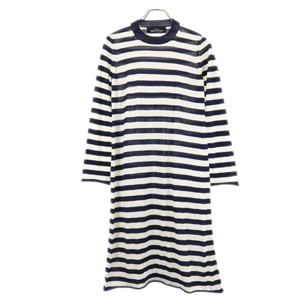 COMME des GARCONS コムデギャルソン ボーダー柄 長袖 ニット ワンピース ネイビー×ホワイト レディース