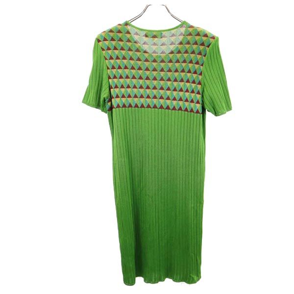 イヴサンローラン 半袖 ニット ワンピース L グリーン系 YVES SAINT LAURENT レディース