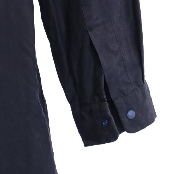 YAECA ヤエカ シルク 長袖 シャツ ワンピース M ネイビー系 レディース