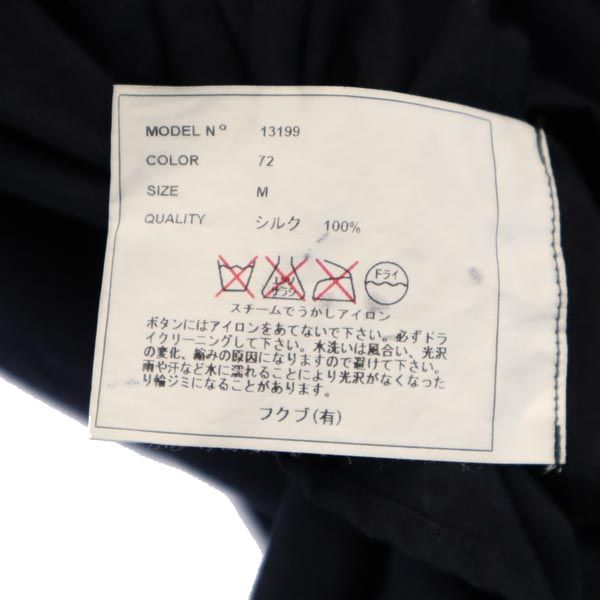 YAECA ヤエカ シルク 長袖 シャツ ワンピース M ネイビー系 レディース