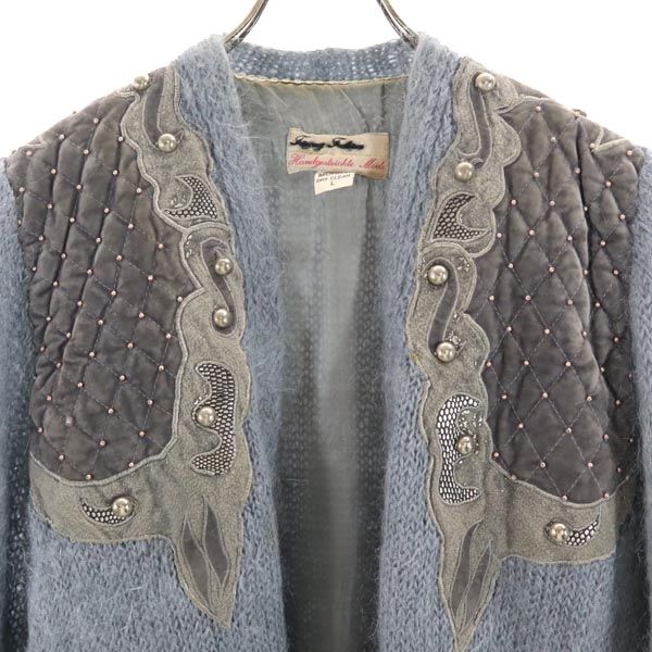 VINTAGE ヴィンテージ 80s 長袖 モヘヤニット カーディガン L ブルー系 レディース