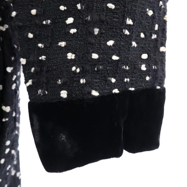 FOXEY フォクシー 日本製 ウールブレンド ドット柄 長袖 ワンピース 40 黒 レディース