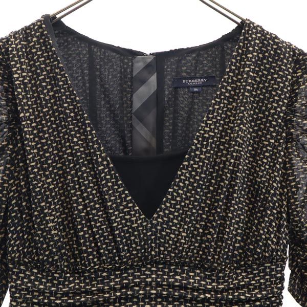 BURBERRY バーバリー 日本製 三陽商会 総柄 半袖 アンサンブル ワンピース 36 ブラック系 インナー キャミソール レディース