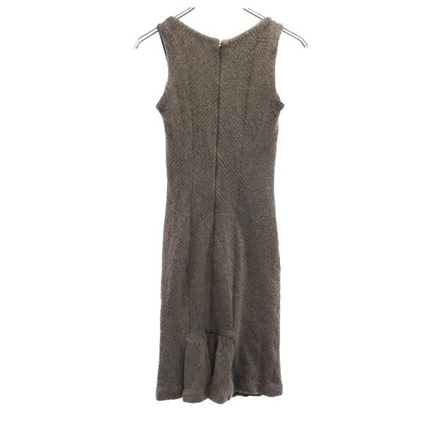 ARMANI COLLEZIONI アルマーニコレッツォーニ ウールブレンド ノースリーブ ニット ワンピース 40 ブラウン系 レディース