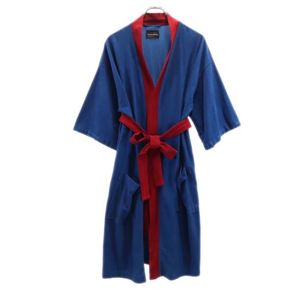 AFTER HOURS by DIPLOMAT 70s ヴィンテージ 半袖 ベルベット調 ローブ コート F ブルー系 メンズ